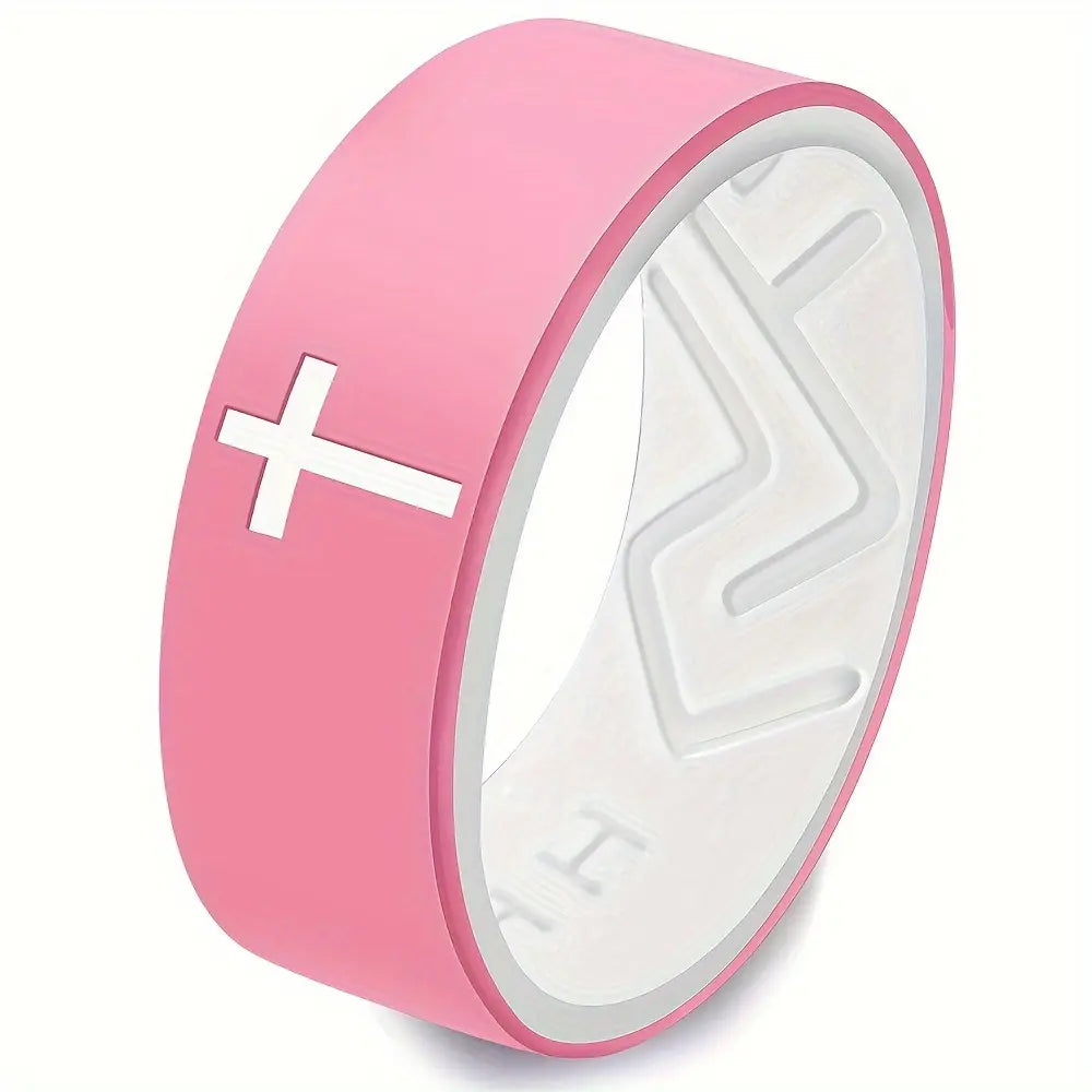 ITGlife® Minimalist Cross Engraved Silicone Ring – Durable, Comfortable & Breathable 8mm Band for Men & Women