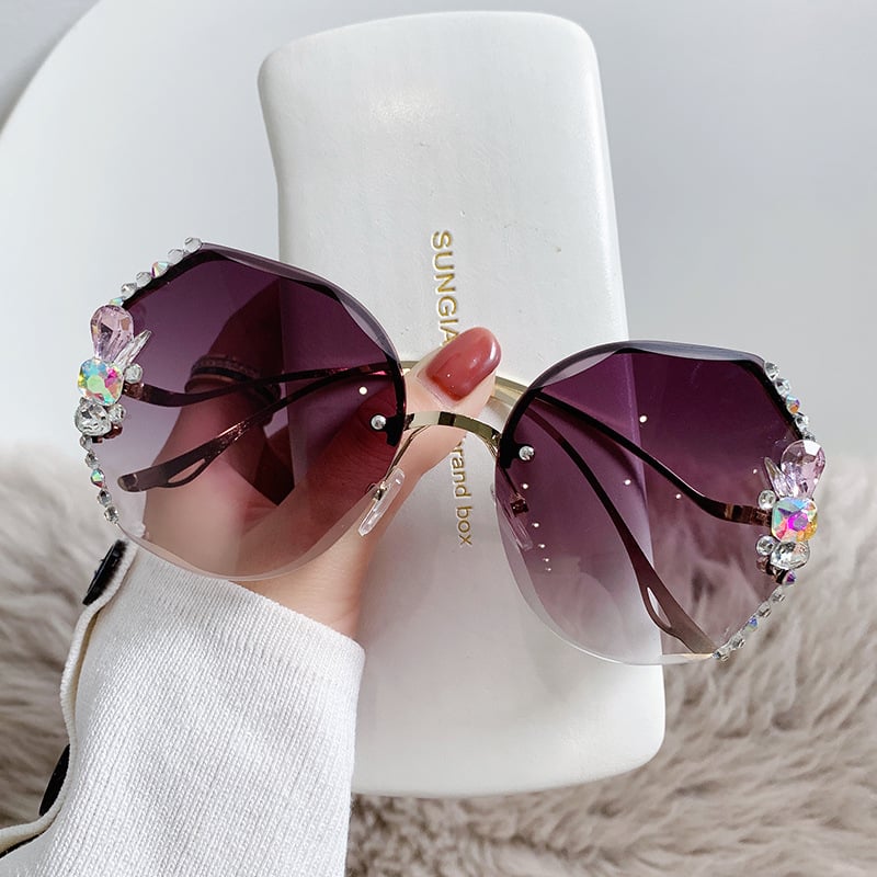 Woman Rimless Diamond Sunglasses