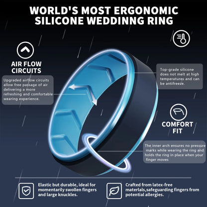 ITGlife® 6pcs Men’s Silicone Wedding Bands – Colorful Dual-Tone Rings | Comfort Fit Sports & Everyday Wear