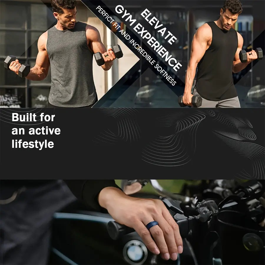 ITGlife® 6pcs Men’s Silicone Wedding Bands – Colorful Dual-Tone Rings | Comfort Fit Sports & Everyday Wear