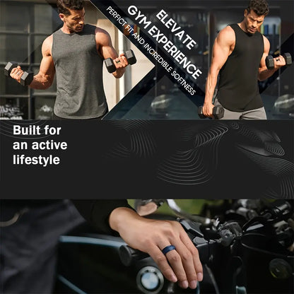 ITGlife® 6pcs Men’s Silicone Wedding Bands – Colorful Dual-Tone Rings | Comfort Fit Sports & Everyday Wear