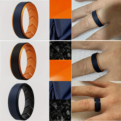 ITGlife® 6pcs Men’s Silicone Wedding Bands – Colorful Dual-Tone Rings | Comfort Fit Sports & Everyday Wear