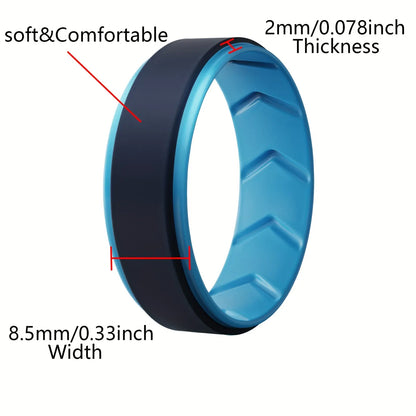 ITGlife® 6pcs Men’s Silicone Wedding Bands – Colorful Dual-Tone Rings | Comfort Fit Sports & Everyday Wear