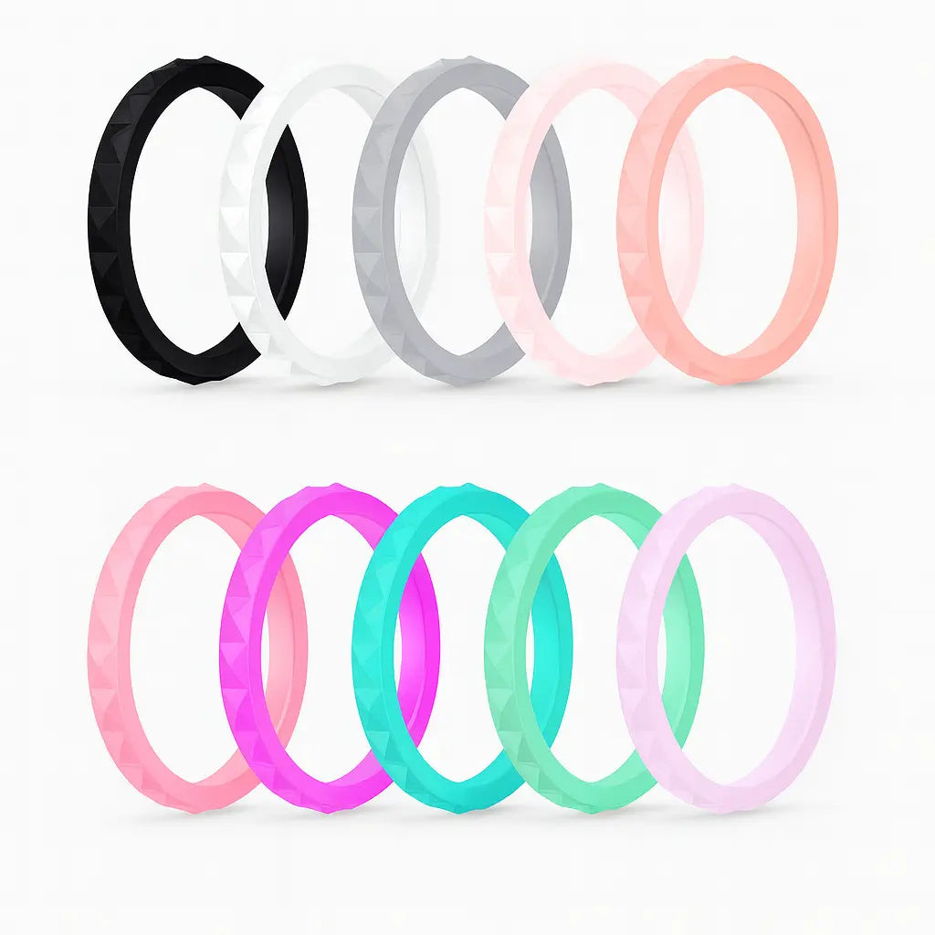 ITGlife® Stackable Diamond 10-Pack Silicone Rings