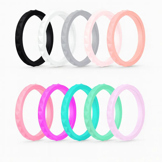 ITGlife® Stackable Diamond 10-Pack Silicone Rings