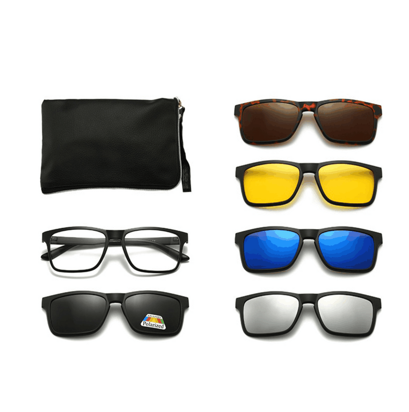 1 Plus 5 Magnetic Sport Retro Sunglasses Set