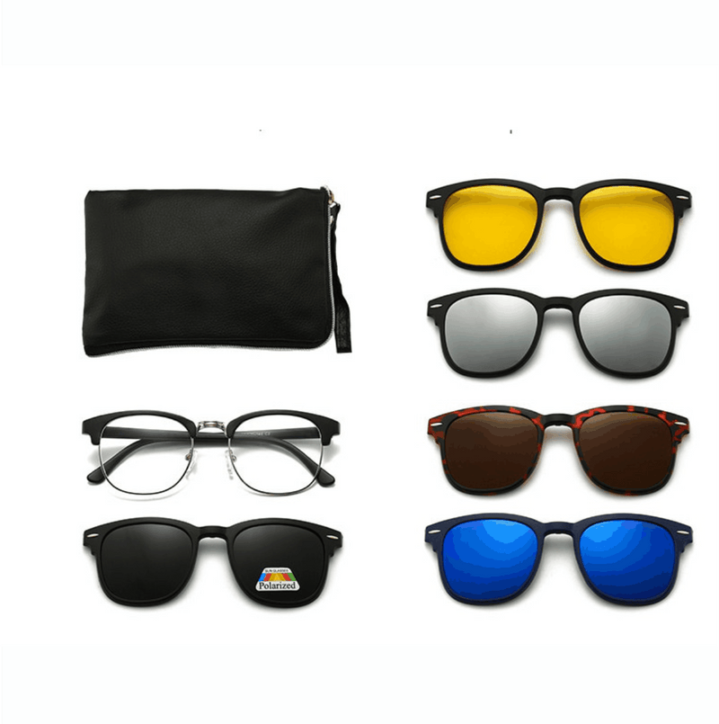 1 Plus 5 Magnetic Sport Retro Sunglasses Set