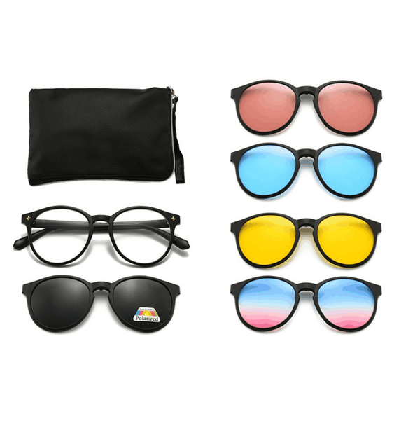 1 Plus 5 Magnetic Sport Retro Sunglasses Set