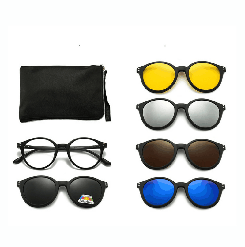 1 Plus 5 Magnetic Sport Retro Sunglasses Set